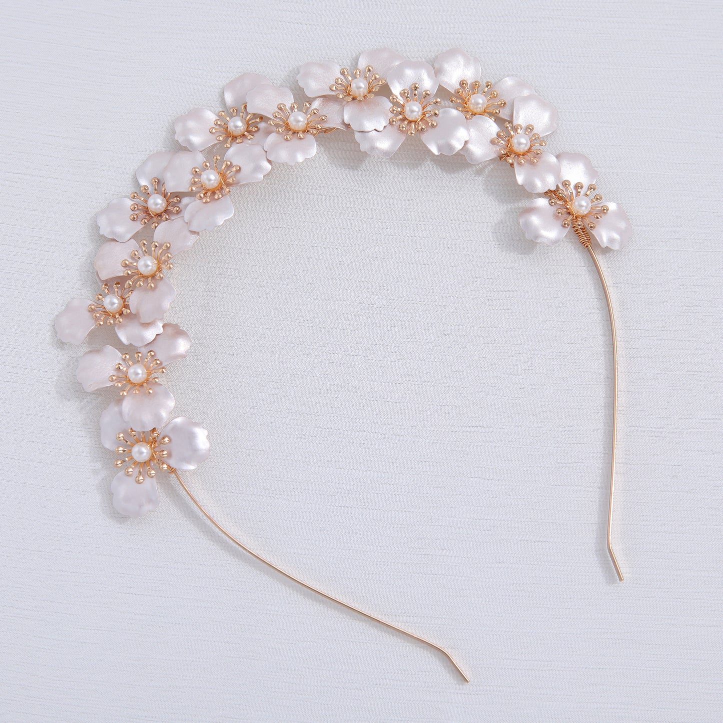 CHARLOTTE - Brass Flower and Pearl Headband
